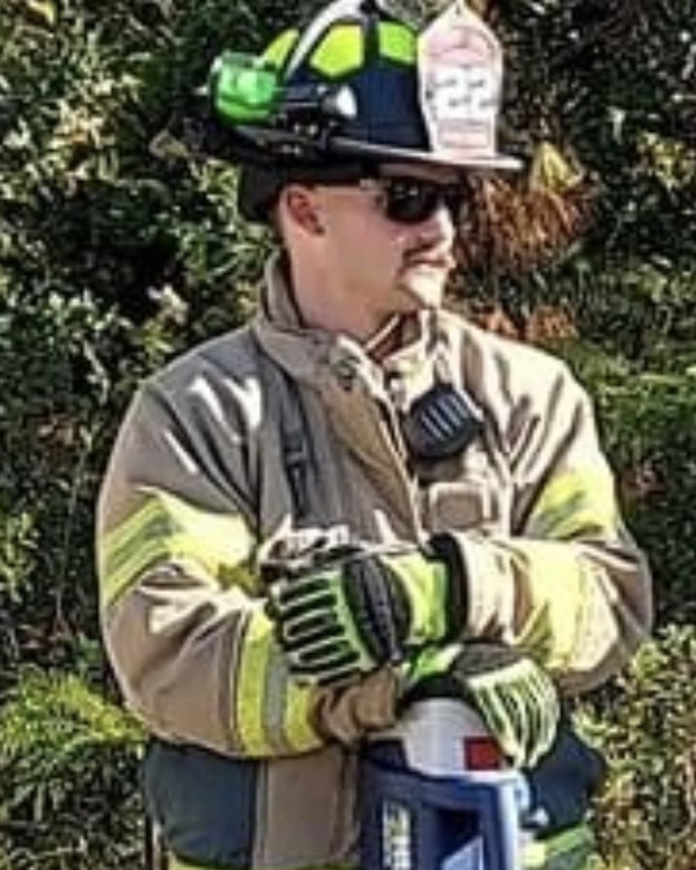 Brian Wielhouwer in volunteer firefighter turnout gear